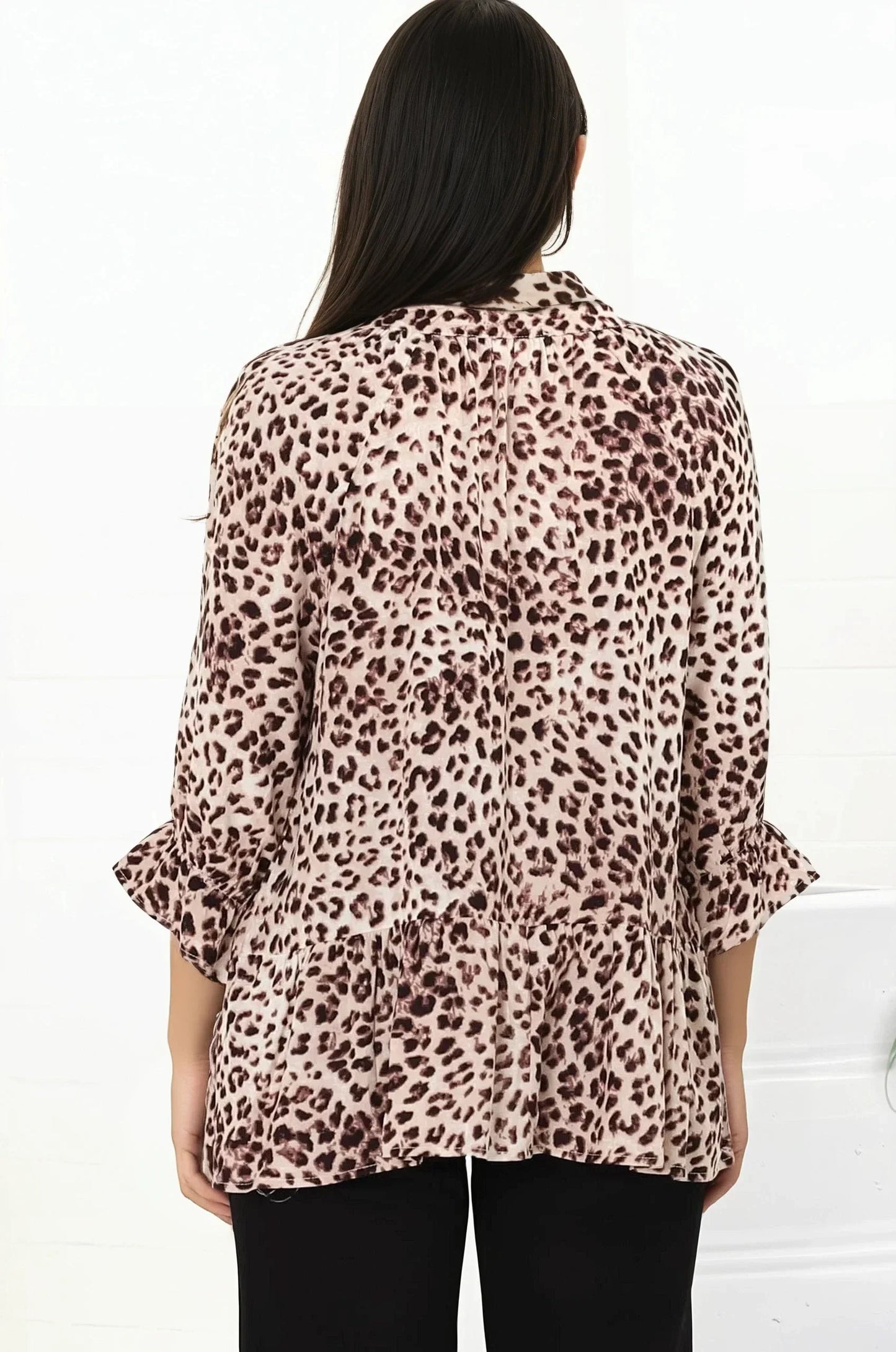 Greta Top - Mandarin Collar Smock Top in Tatum Print