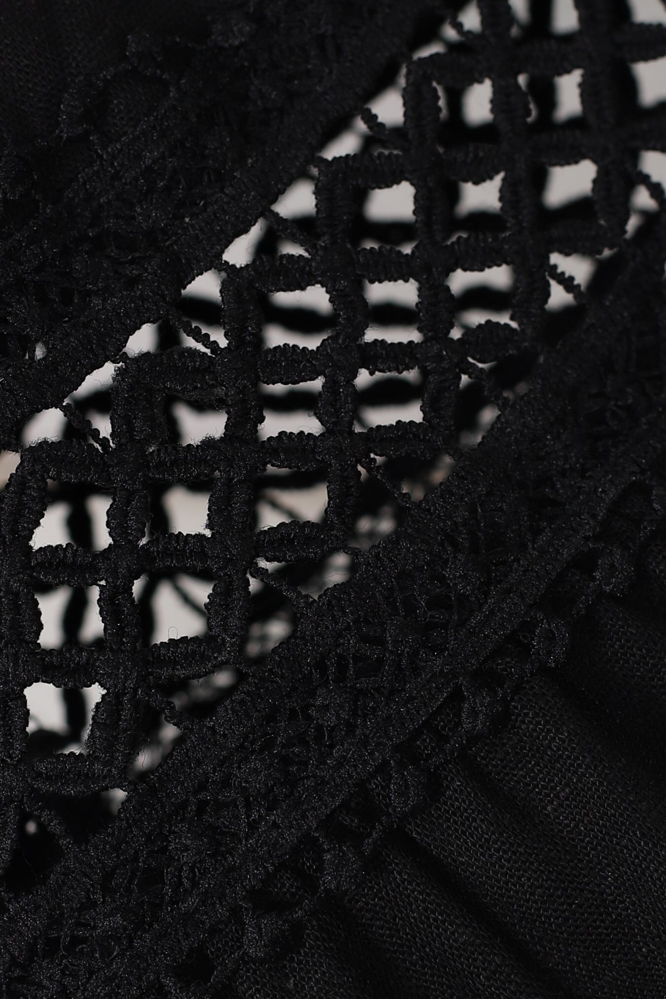 Silas Top - Cotton Blend Pleating and Crochet Detailed Long Sleeve Blouse in Black