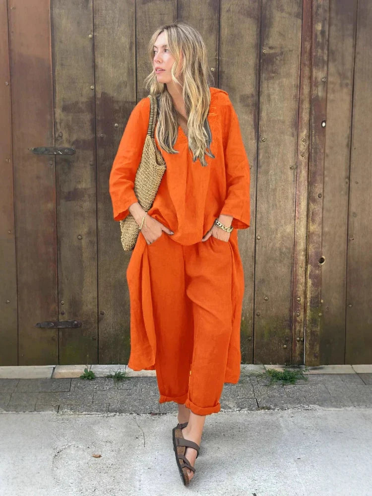 Solura β V-Neck Cotton Two-Piece Set