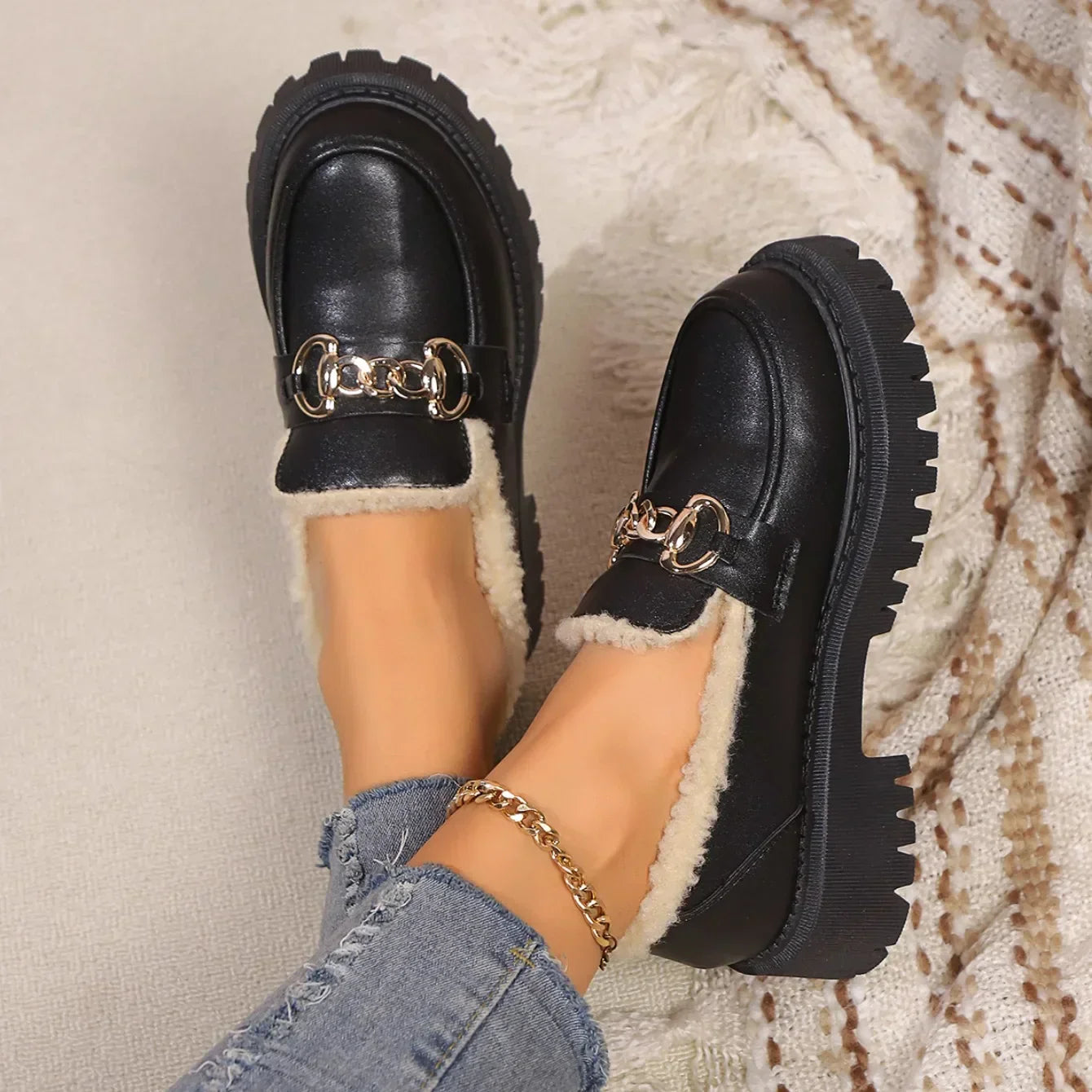 Suri - Sherpa Lined Platform Loafer
