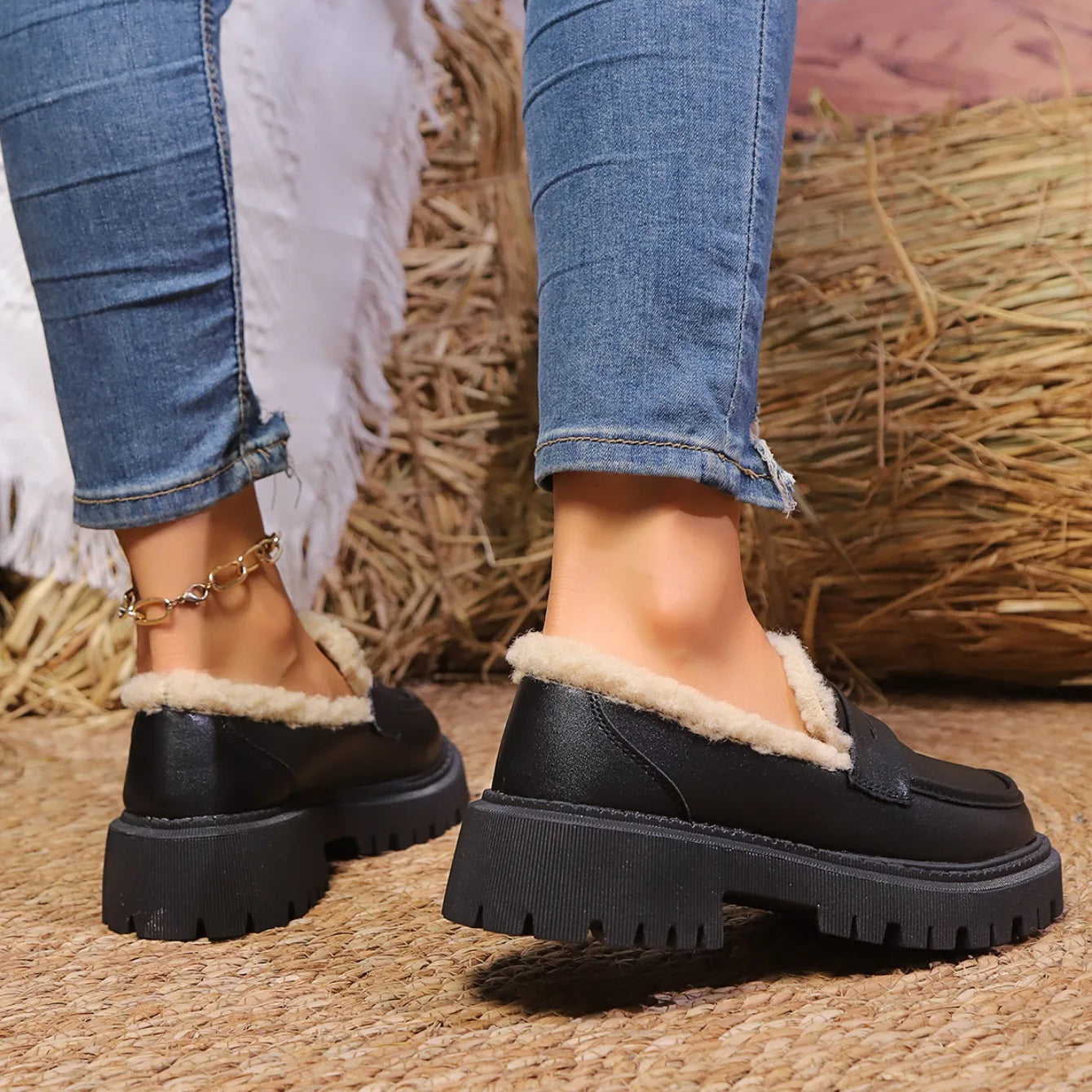 Suri - Sherpa Lined Platform Loafer