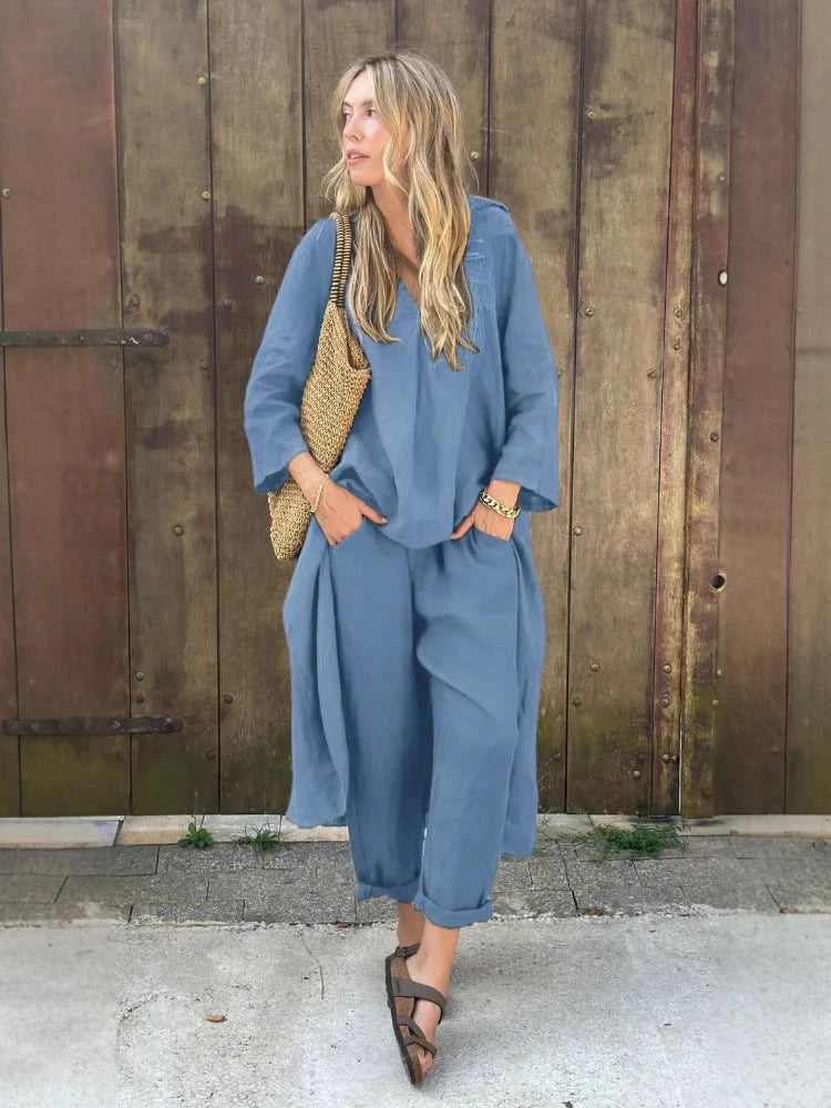 Solura β V-Neck Cotton Two-Piece Set