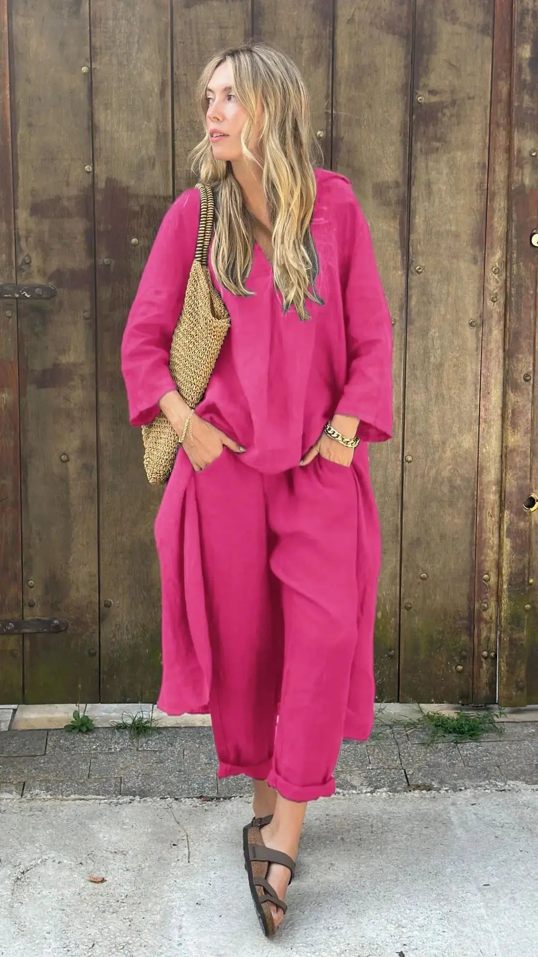Solura β V-Neck Cotton Two-Piece Set