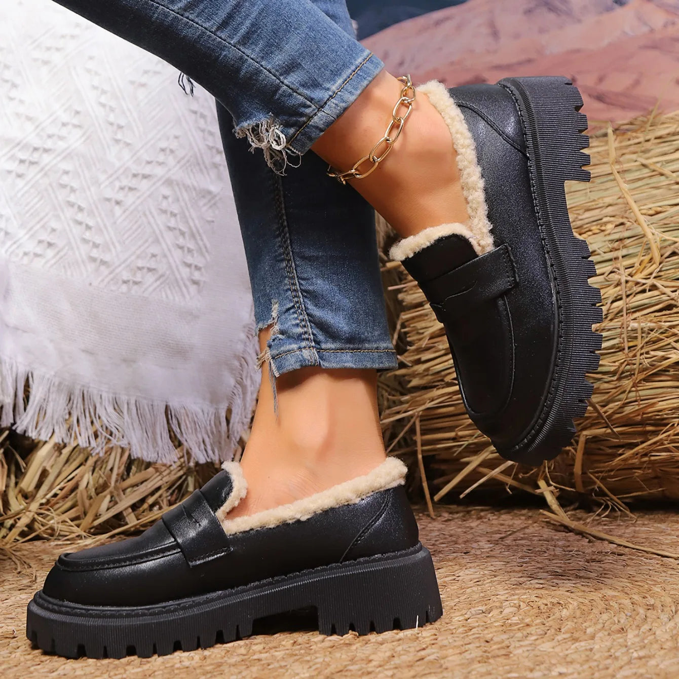 Suri - Sherpa Lined Platform Loafer