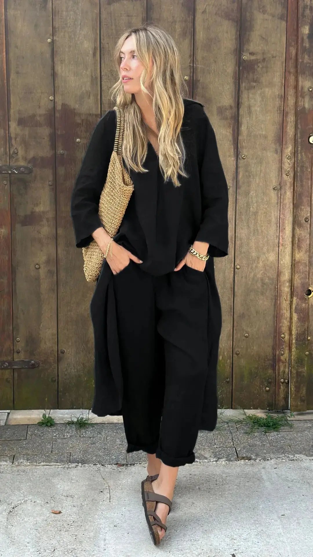 Solura β V-Neck Cotton Two-Piece Set