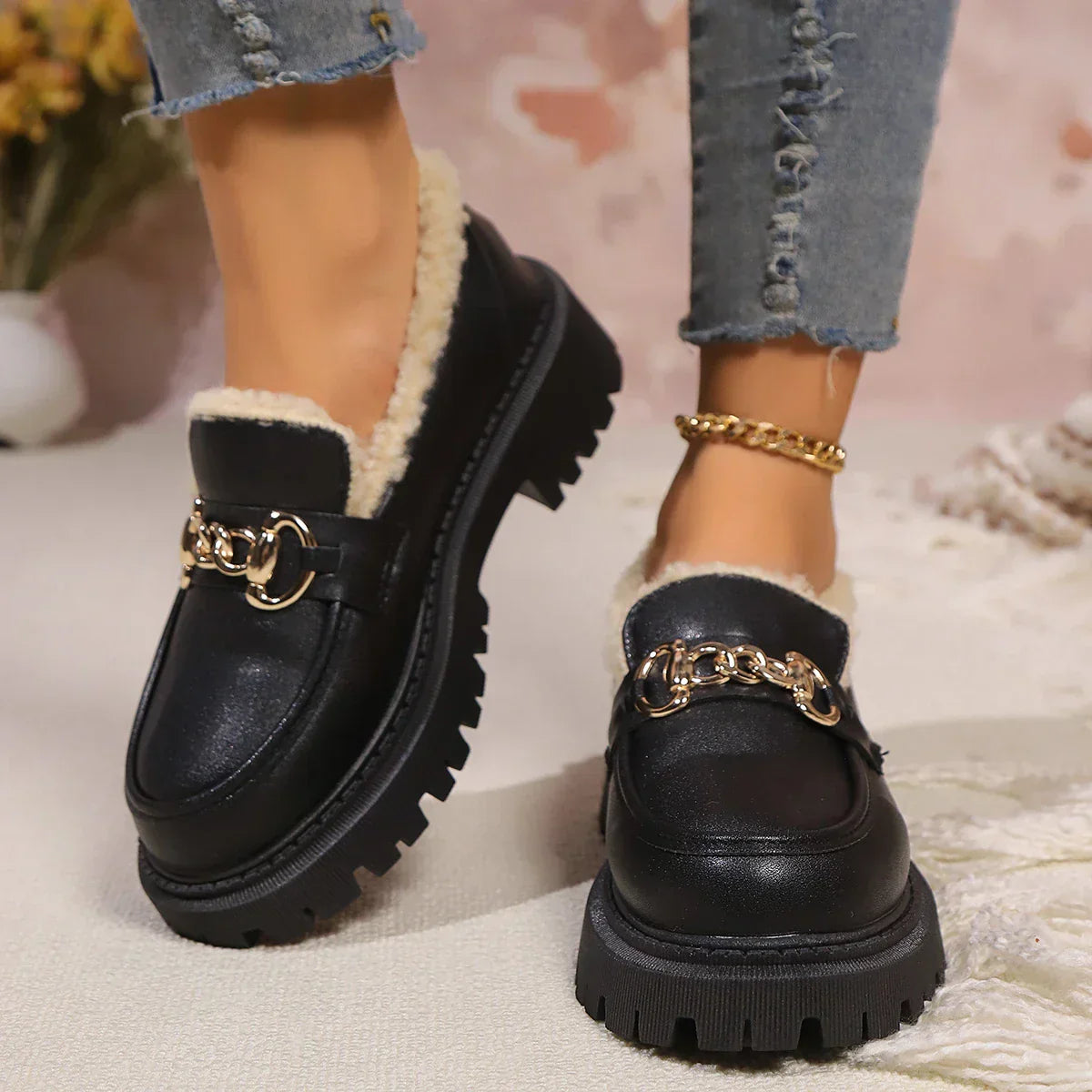 Suri - Sherpa Lined Platform Loafer
