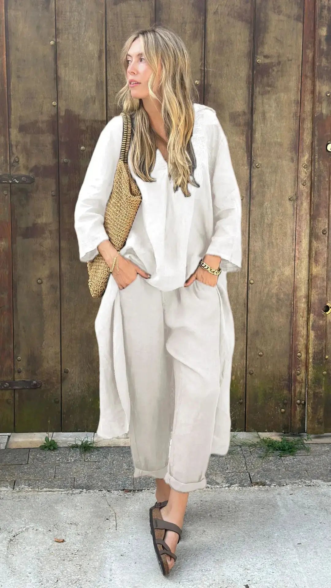 Solura β V-Neck Cotton Two-Piece Set