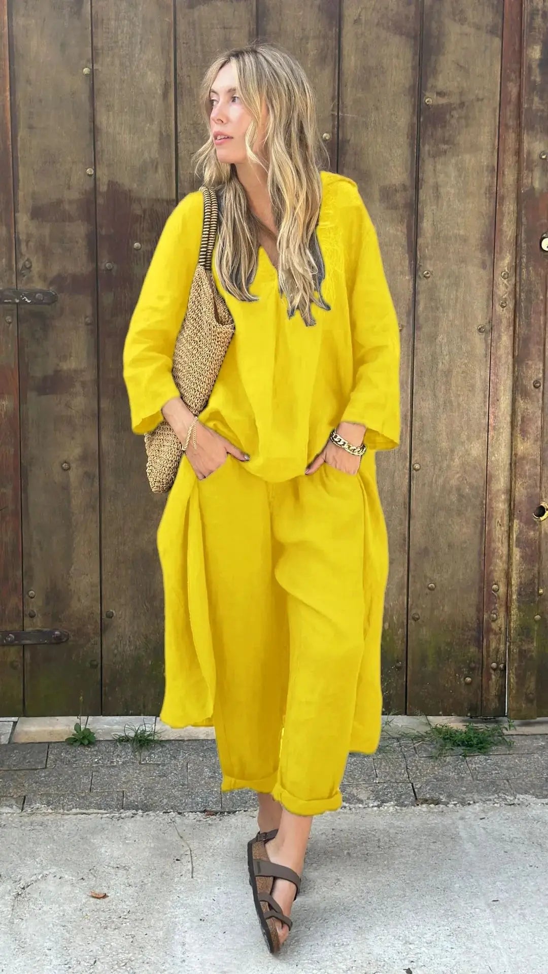 Solura β V-Neck Cotton Two-Piece Set