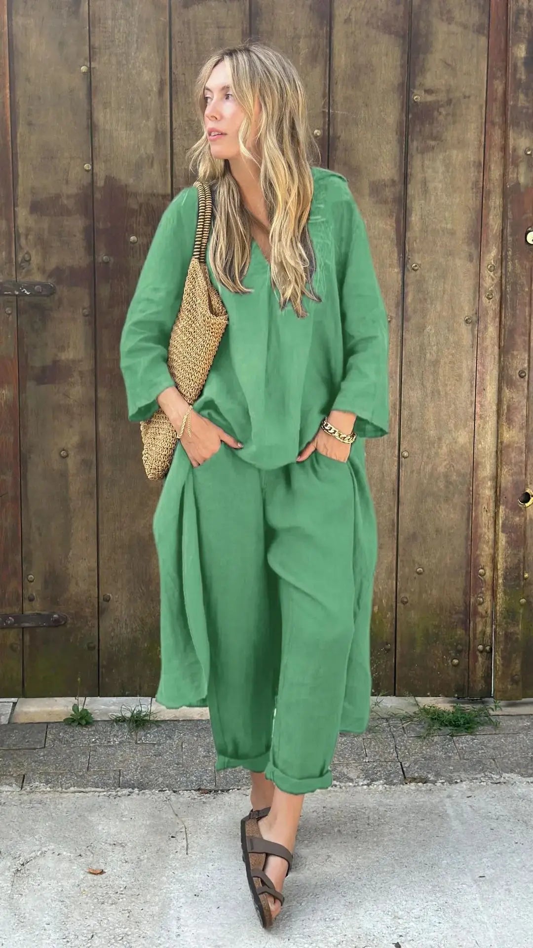 Solura β V-Neck Cotton Two-Piece Set