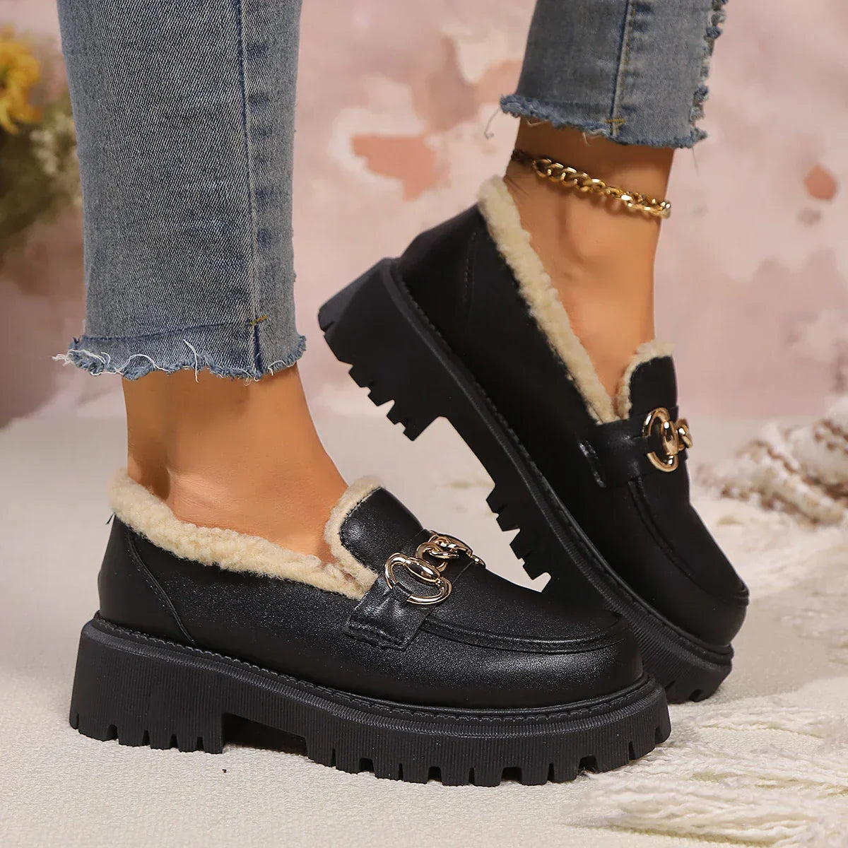 Suri - Sherpa Lined Platform Loafer