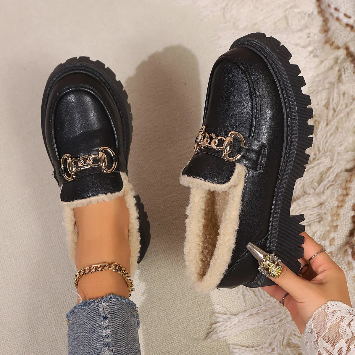 Suri - Sherpa Lined Platform Loafer