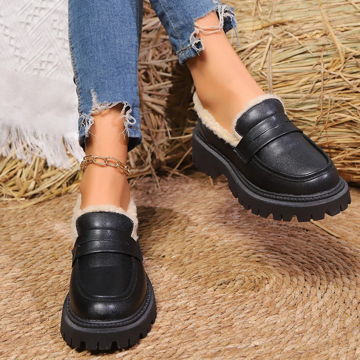 Suri - Sherpa Lined Platform Loafer