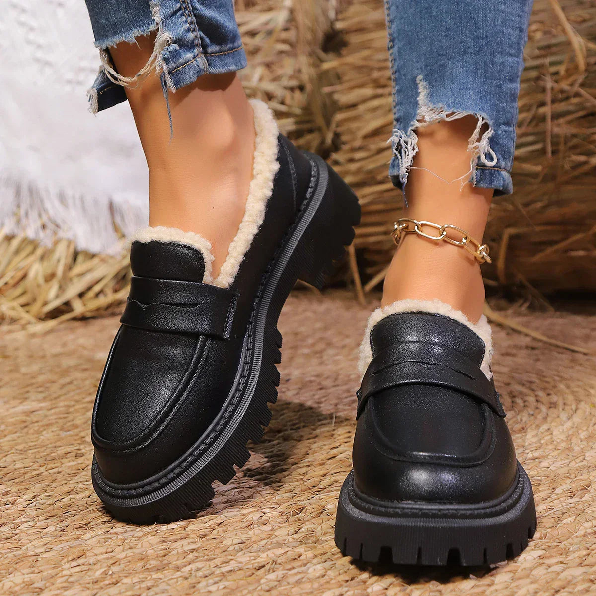 Suri - Sherpa Lined Platform Loafer