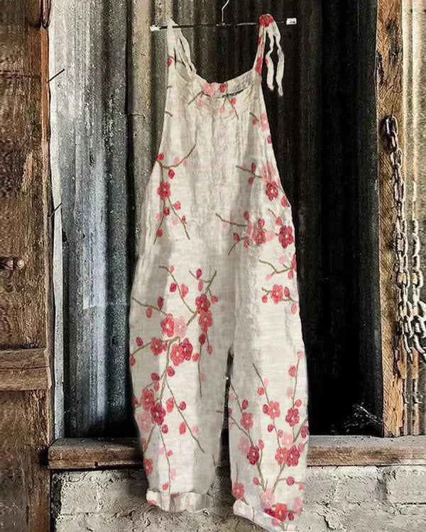 Retro | Japanese Jumpsuit in Plum Blossom Art