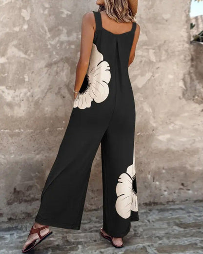 Elegant Sleeveless Floral Print Jumpsuit