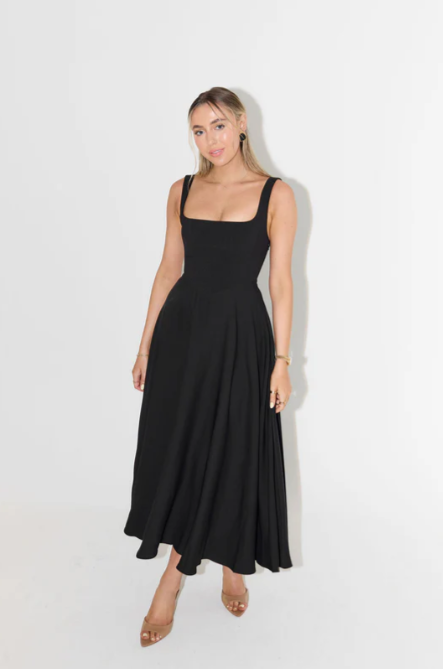 Whitney Midi Dress with Square Neckline