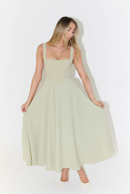 Whitney Midi Dress with Square Neckline