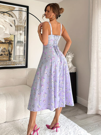 Luna Bloom Backless Midi Dress