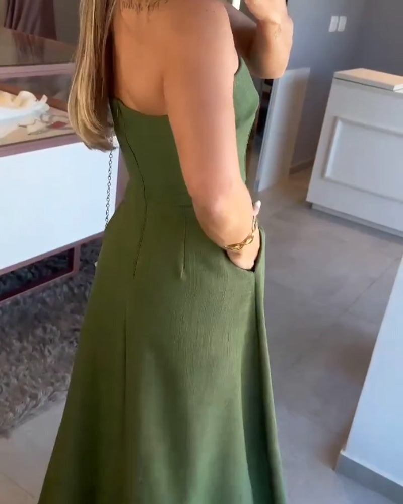 Annie - Elegant Strapless Midi Dress