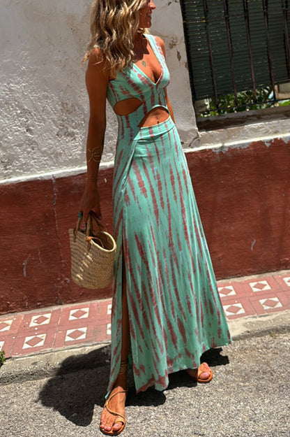 Vivienne - Boho Chic Tie-Dye Slit Dress