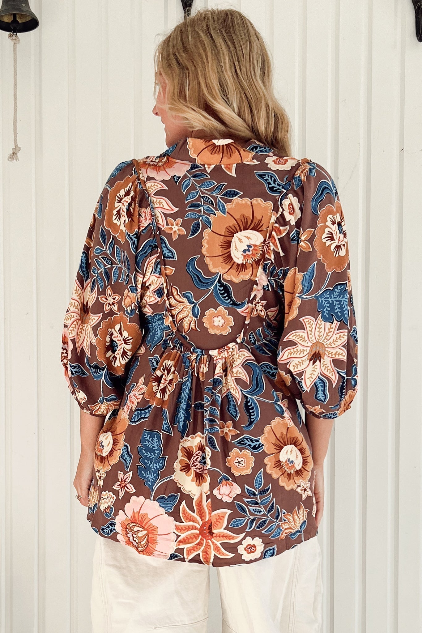 JAASE - Boheme Blouse: Thick Collar Smock Blouse in Tierra Print