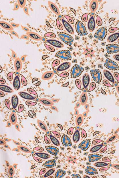 JAASE - Chloe Top: Very Oversized Crochet Trim Neckline Smock Top in Gemstone Print