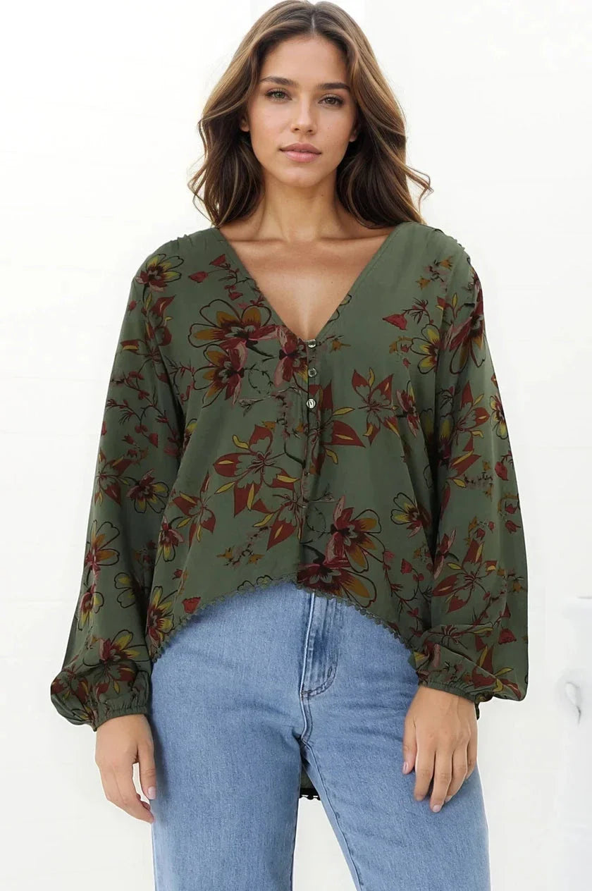 JAASE - Koi Top: Long Sleeve Sleeve in Esme Print