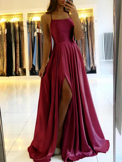 Elena | Dusty Rose Satin Prom Dress