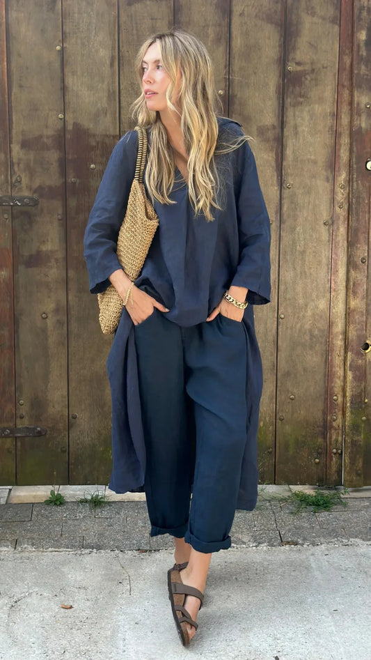 Solura – V-Neck Cotton Two-Piece Set