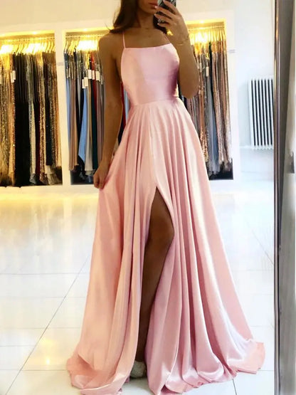 Elena | Dusty Rose Satin Prom Dress