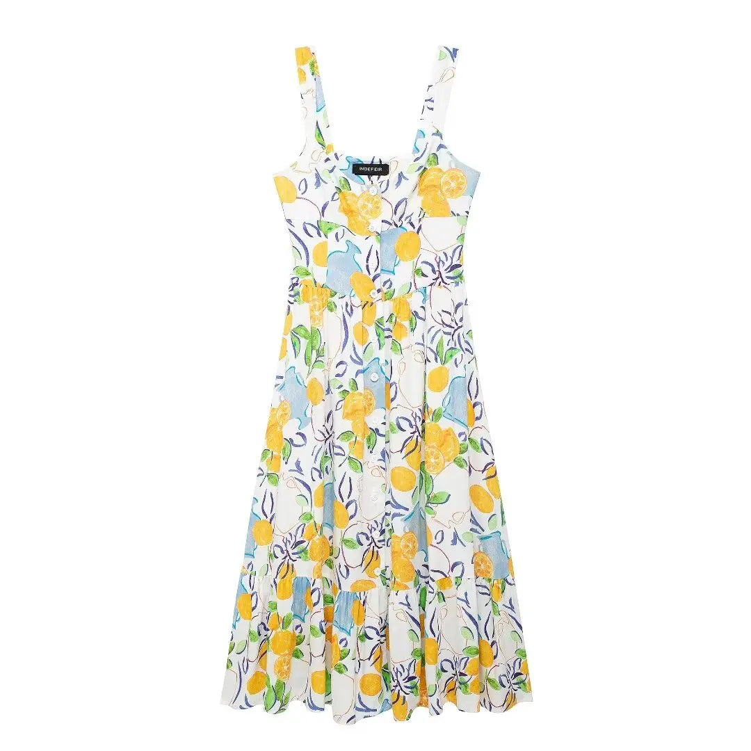 Marseille Lemon Midi Dress