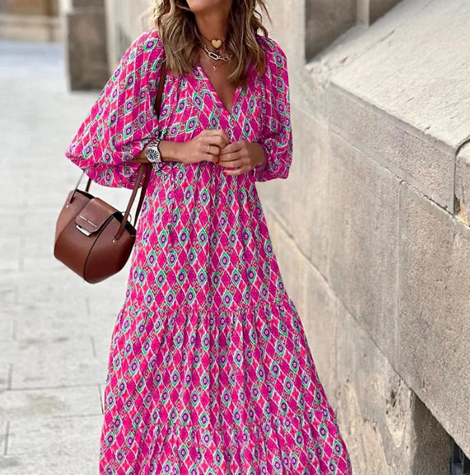Elysia | Floral Print Boho Maxi Dress