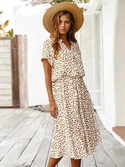 Florienne™ Vintage Waist-Tie Shirt Dress