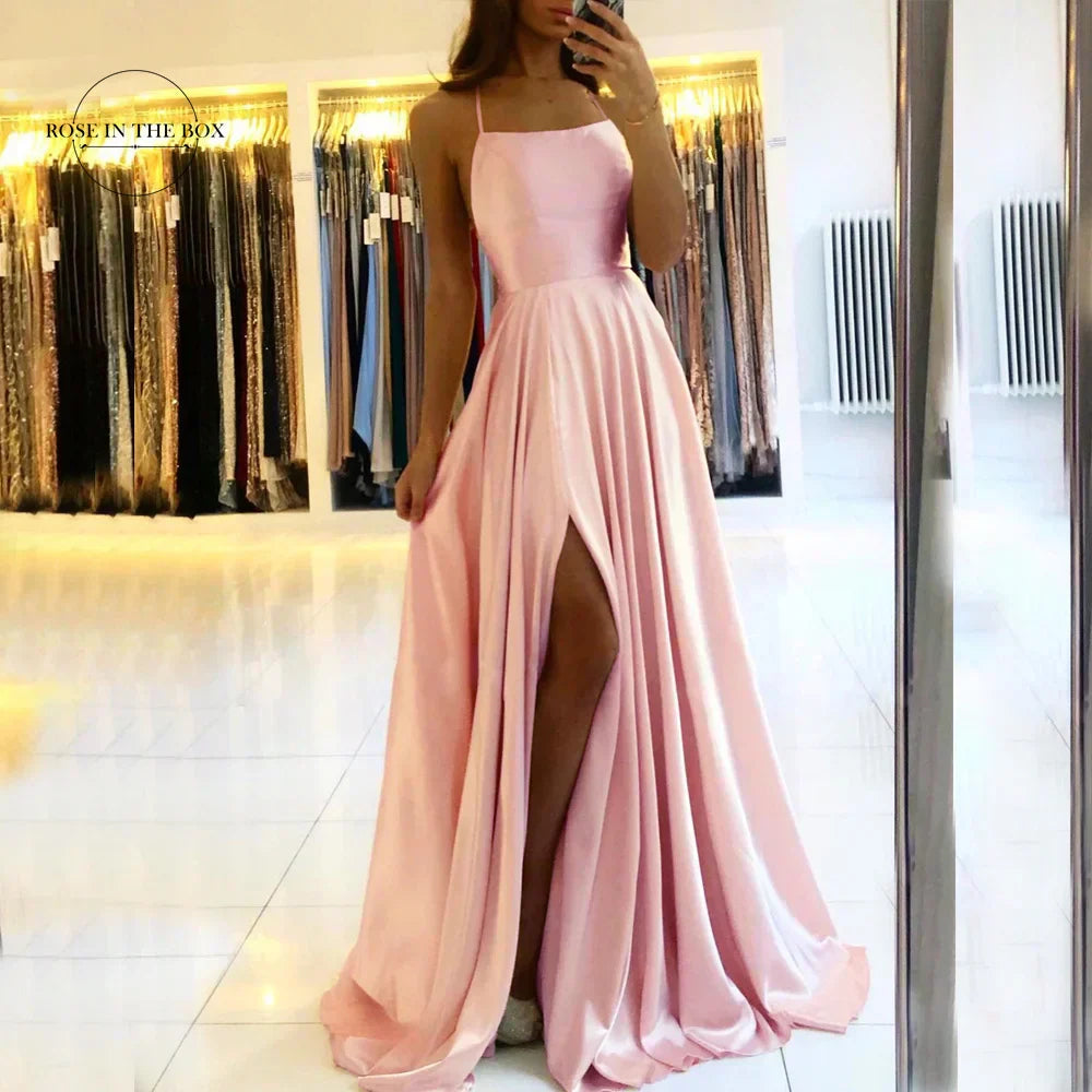 Elena | Dusty Rose Satin Prom Dress