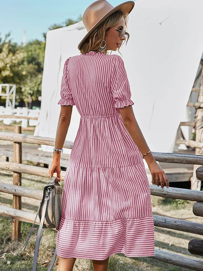 Maya | Striped Tassel V-Neck Dress