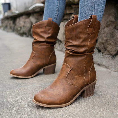 Brisa - Western Mid-Shaft Slouch Boots