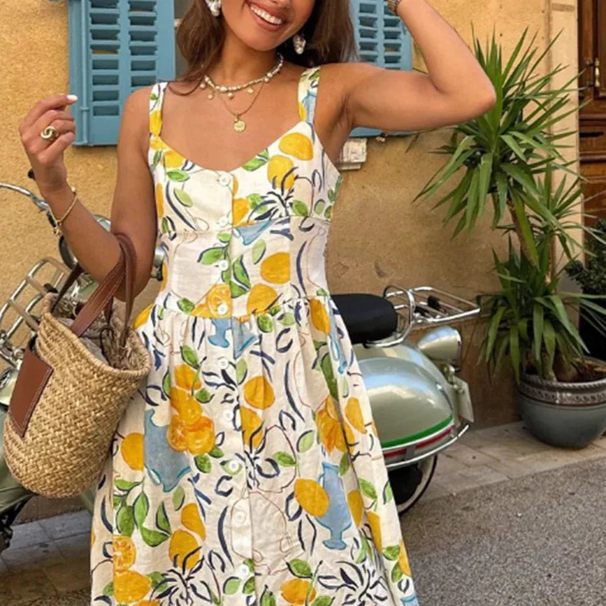 Marseille Lemon Midi Dress