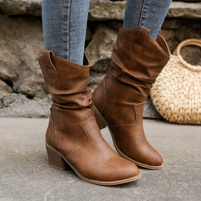 Brisa - Western Mid-Shaft Slouch Boots