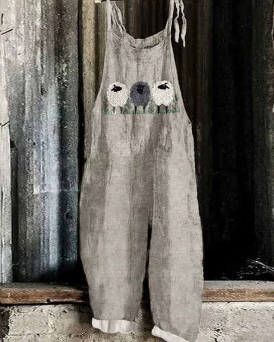 Vintage | Sheep Pattern Relaxed Jumpsuit
