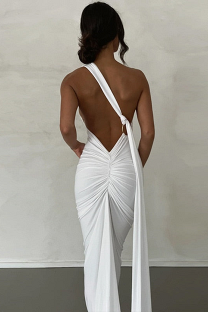 Elena | Oblique Shoulder Maxi Dress