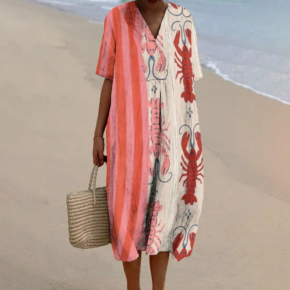 Hannah – Printed Long Linen Dress