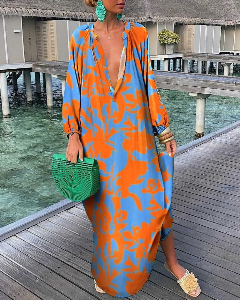 Sophia | Bohemian Maxi Dress with Retro Print
