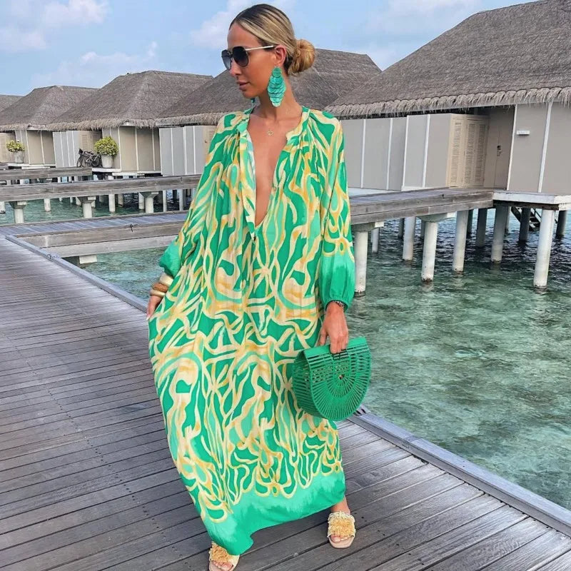 Sophia | Bohemian Maxi Dress with Retro Print