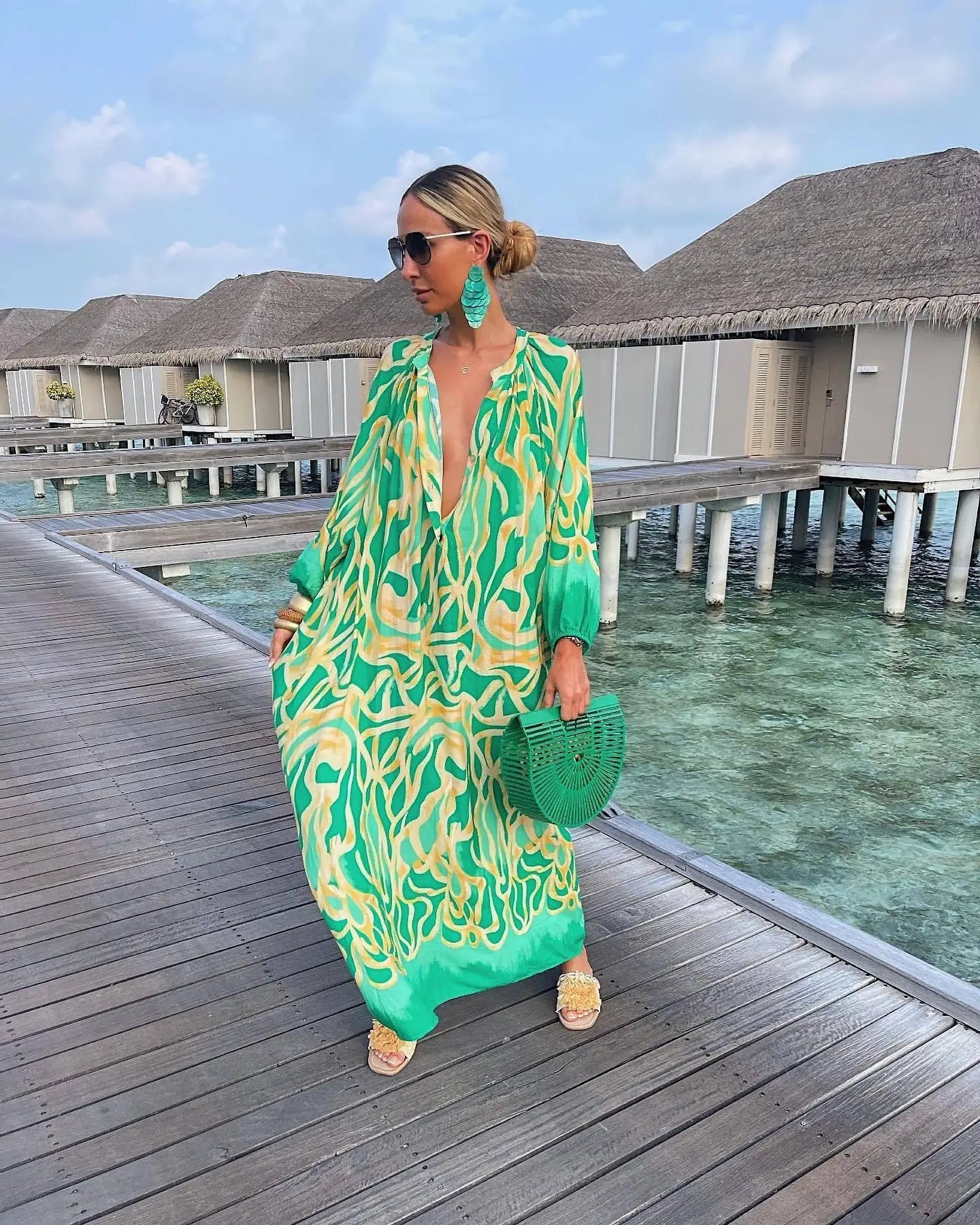 Sophia | Bohemian Maxi Dress with Retro Print