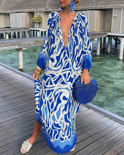 Sophia | Bohemian Maxi Dress with Retro Print