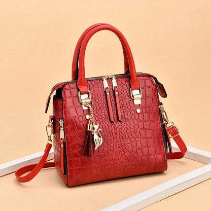 Crocodile-Embossed Leather Bag
